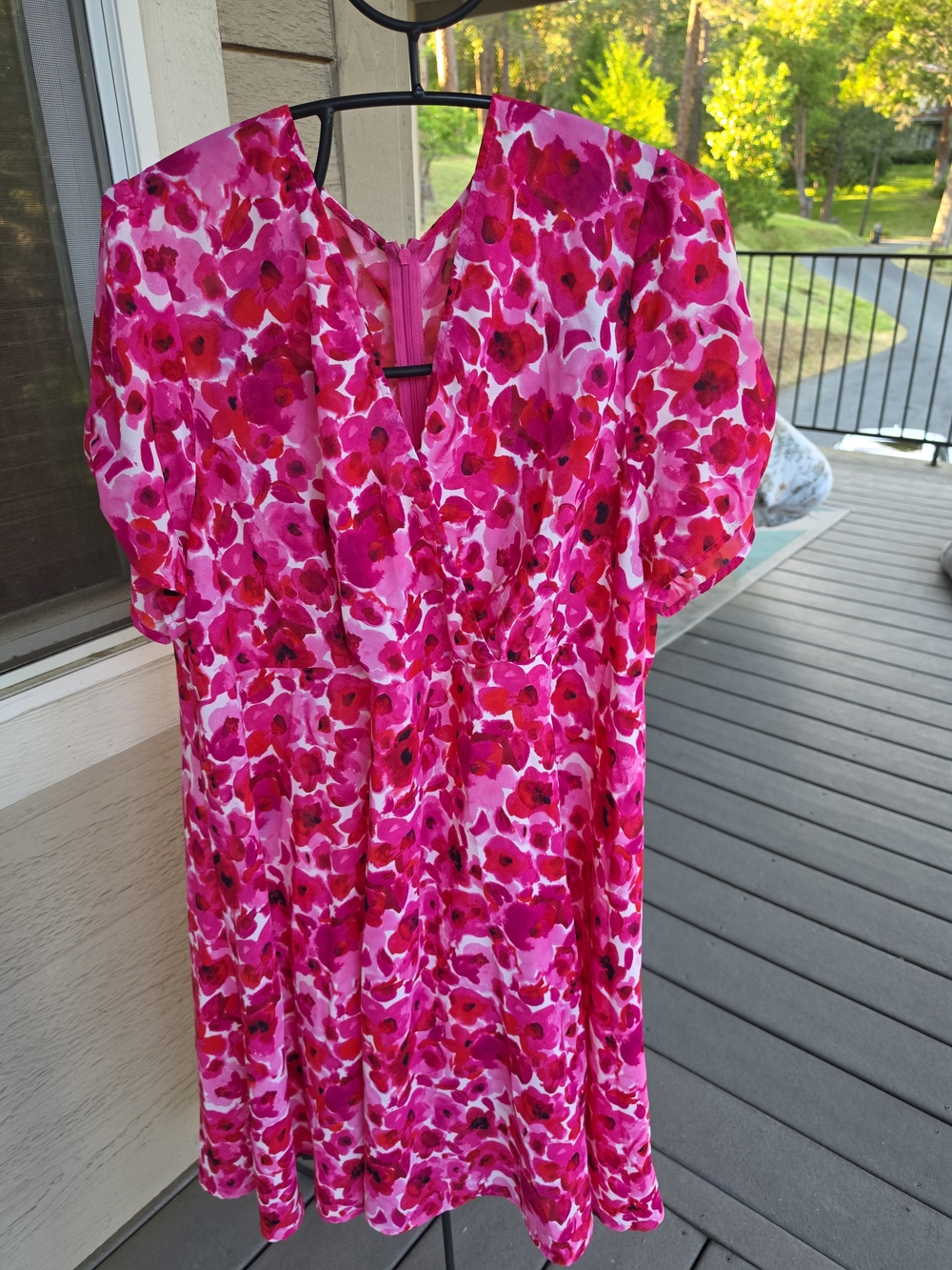 Floral Pink & Fuchsia Short Sleeve Dress